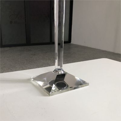 9 Branch Crystal Glass Candelabra Square Base Contemporary Crystal Candle Holders