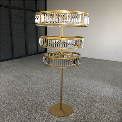 3 Three Layer Crystal Gold Wedding Flower Stands Decoration Centerpieces Tall 150cm