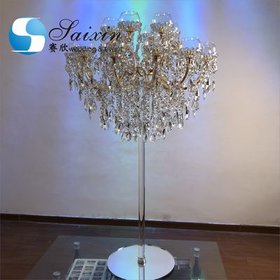 18 Arms Pendant Full Crystal Glass Pendant Chandelier Transparent Foot Candle Holder