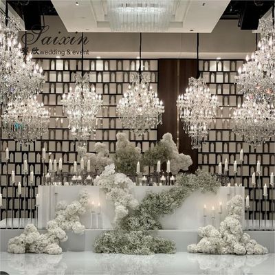 ZT-323H Hot sale luxury event decor centerpieces long base 10 holder crystal candlesticks