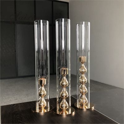 Gold Candlestick Holders Wedding Deco Centerpiece Metal Gourd 25CM 20CM