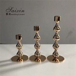 Gold Candlestick Holders Wedding Deco Centerpiece Metal Gourd 25CM 20CM