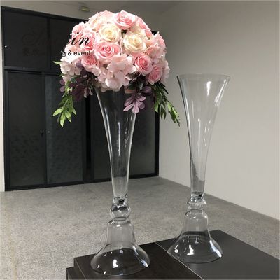 80cm Tall Reversible Trumpet Flower Arrangement Holder Glass Vase Wedding Decor