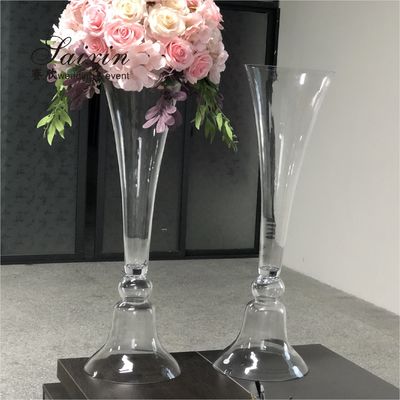 80cm Tall Reversible Trumpet Flower Arrangement Holder Glass Vase Wedding Decor