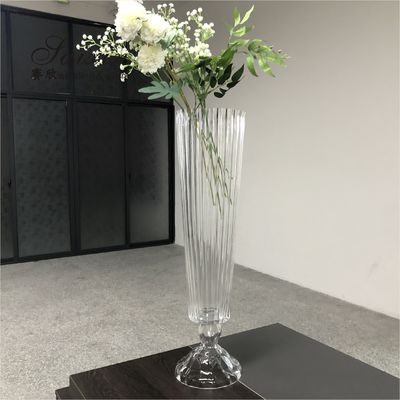 30 Inch Tall Small Glass Vase Decoration Wedding New Striped Cone Clear