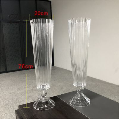 30 Inch Tall Small Glass Vase Decoration Wedding New Striped Cone Clear