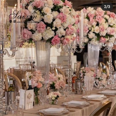 30 Inch Tall Small Glass Vase Decoration Wedding New Striped Cone Clear