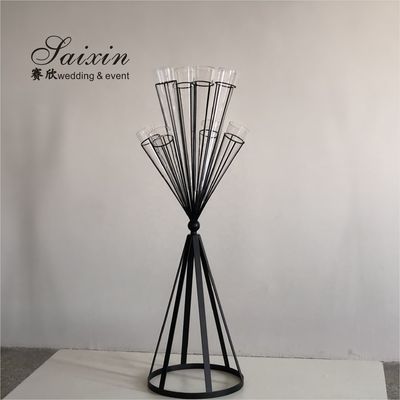 New design slinky black metal flower stands for event party decor