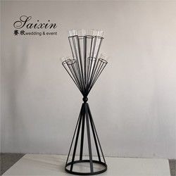 New design slinky black metal flower stands for event party decor