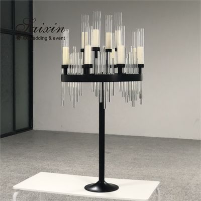 Heavy Black Metal And Crystal Candelabras For Sale  Large Standing 160cm