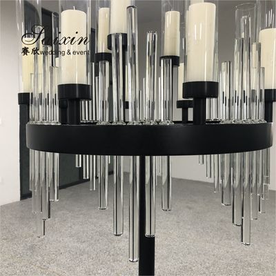 Heavy Black Metal And Crystal Candelabras For Sale  Large Standing 160cm