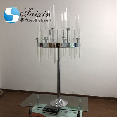 Heavy Black Metal And Crystal Candelabras For Sale  Large Standing 160cm