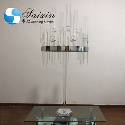Heavy Black Metal And Crystal Candelabras For Sale  Large Standing 160cm
