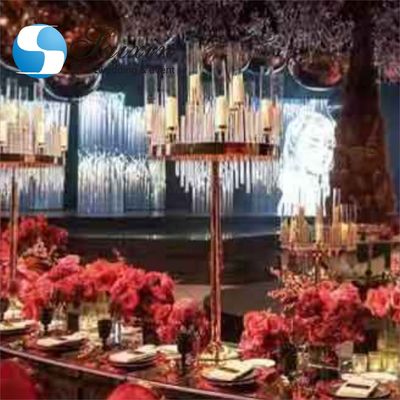 Heavy Black Metal And Crystal Candelabras For Sale  Large Standing 160cm