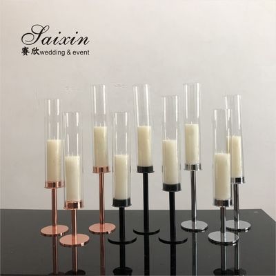 Single Rose Gold Candle Centerpieces Unity Metal Candle Holders 3 Piece Set