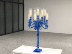 Blue Crystal Glass Candelabra Hurricane 9 Arm White Crystal Candelabra For Event Decor