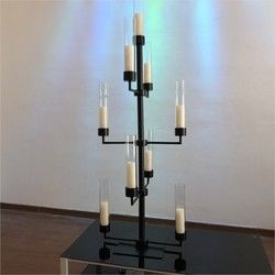 Gold Metal And Crystal Candelabra Party Electroplating Shiny Candle Stand 160cm