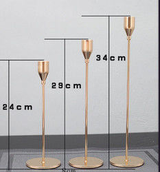 Wholesale simple 3 piece set rose gold metal candlestick holder for home wedding decoration