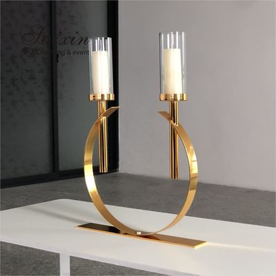 60cm 4 3 2 Birthday Candle Candelabra Centerpieces Gold Metal Circle Votive Candle Holder