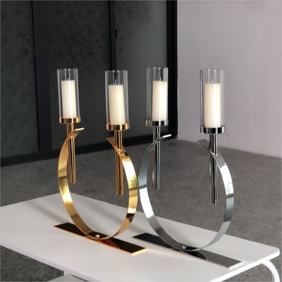 60cm 4 3 2 Birthday Candle Candelabra Centerpieces Gold Metal Circle Votive Candle Holder