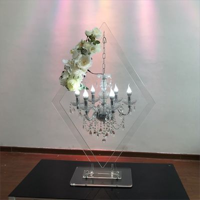 ZT-407C  Wedding event centerpieces rhombic clear acrylic stand with crystal lighting chandeliers