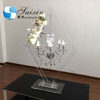ZT-407C  Wedding event centerpieces rhombic clear acrylic stand with crystal lighting chandeliers
