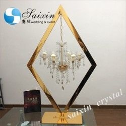 ZT-407C  Wedding event centerpieces rhombic clear acrylic stand with crystal lighting chandeliers