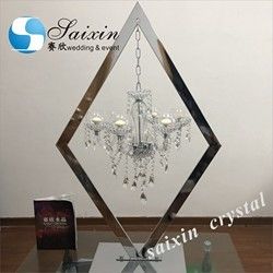 ZT-407C  Wedding event centerpieces rhombic clear acrylic stand with crystal lighting chandeliers