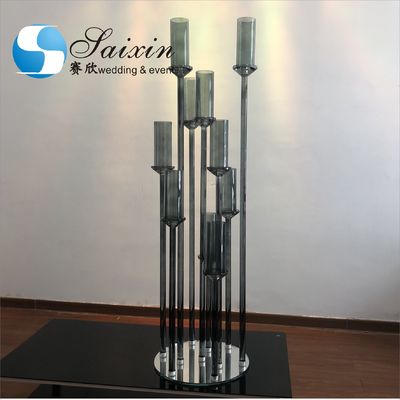 ZT-471 Saixin new wedding centerpieces Grey color crystal candlestick