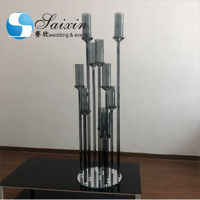 ZT-471 Saixin new wedding centerpieces Grey color crystal candlestick
