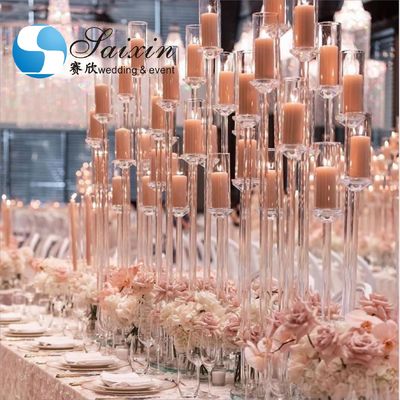 ZT-471 Saixin new wedding centerpieces Grey color crystal candlestick