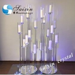 ZT-471 Saixin new wedding centerpieces Grey color crystal candlestick