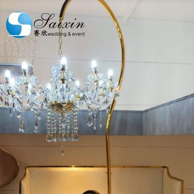 Floor Metal And Crystal Candelabra 9 Arm 6 Arm 3M Led Crystal Chandeliers Wedding Stages