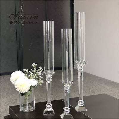 Hot ! 3 piece set tall crystal Hurricane candle holder for  wedding table decoration