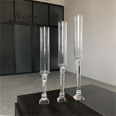 Hot ! 3 piece set tall crystal Hurricane candle holder for  wedding table decoration