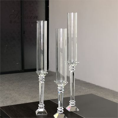 Hot ! 3 piece set tall crystal Hurricane candle holder for  wedding table decoration