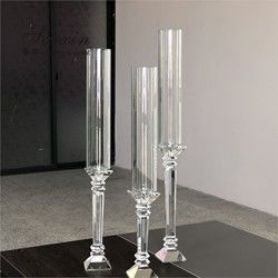 Hot ! 3 piece set tall crystal Hurricane candle holder for  wedding table decoration