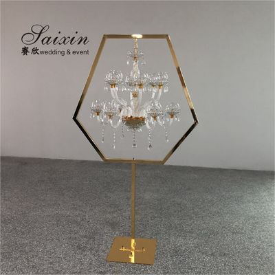 Vintage Wrought Iron Standing Candelabra Floor Candelabra Tall  Luxury Hexagon Gold 160cm