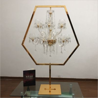 Vintage Wrought Iron Standing Candelabra Floor Candelabra Tall  Luxury Hexagon Gold 160cm