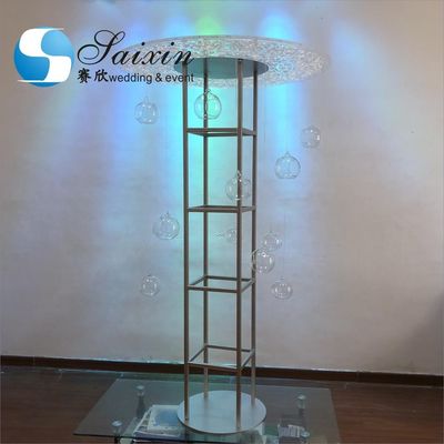 Acrylic Flower Stand Wedding Carved Works Silver Display With Hanging Ball Terrarium