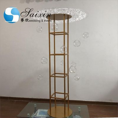 Acrylic Flower Stand Wedding Carved Works Silver Display With Hanging Ball Terrarium