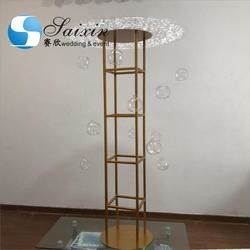 Acrylic Flower Stand Wedding Carved Works Silver Display With Hanging Ball Terrarium