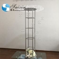 Acrylic Flower Stand Wedding Carved Works Silver Display With Hanging Ball Terrarium