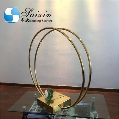 ZT-464 Chic shiny gold  wedding centerpieces flower arrangement  metal double circle