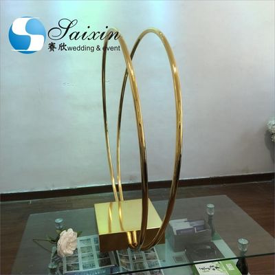 ZT-464 Chic shiny gold  wedding centerpieces flower arrangement  metal double circle