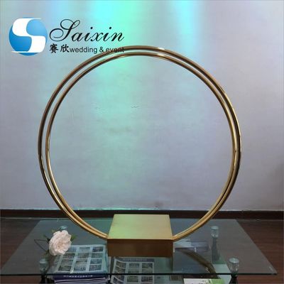 ZT-464 Chic shiny gold  wedding centerpieces flower arrangement  metal double circle