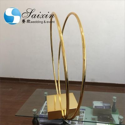 ZT-464 Chic shiny gold  wedding centerpieces flower arrangement  metal double circle