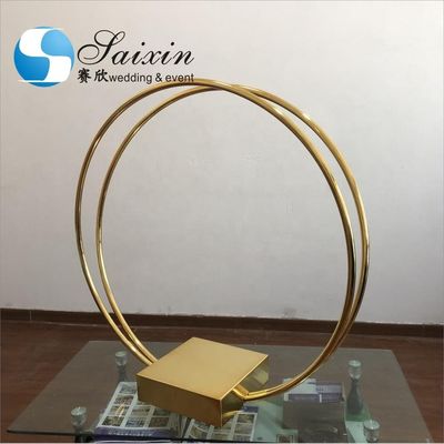 ZT-464 Chic shiny gold  wedding centerpieces flower arrangement  metal double circle