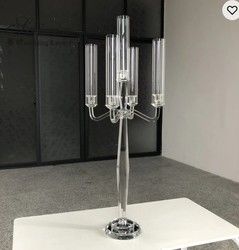 Hot Sale Tall Wedding Decoration 5 Arms Clear Wedding Crystal Centerpiece Candelabra