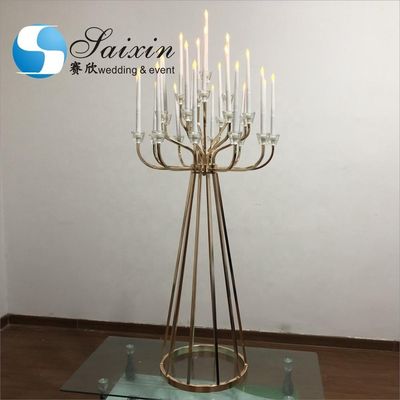 ZT-440 Hot sell wedding table decoration 25 arms big gold metal candelabra
